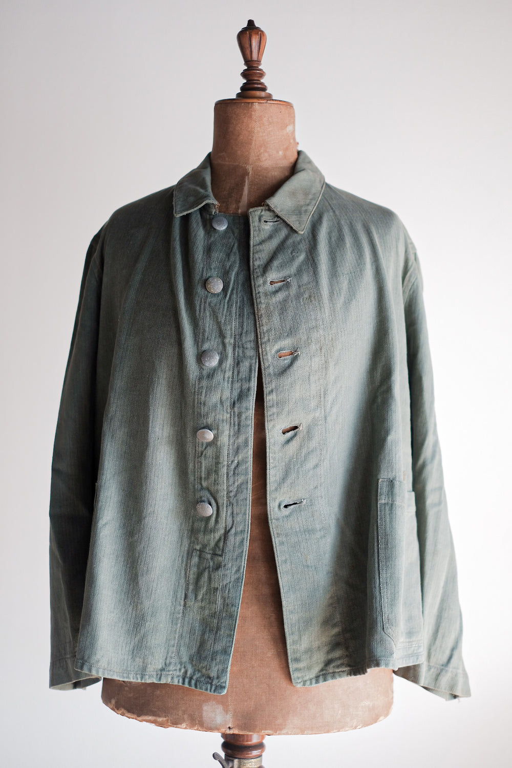 【~30's】WW2 German Army Drillich Green HBT Linen Jacket