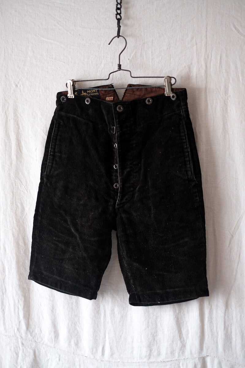 【~40's】French Vintage "Le Mont St. Michel" Black Corduroy Work Shorts