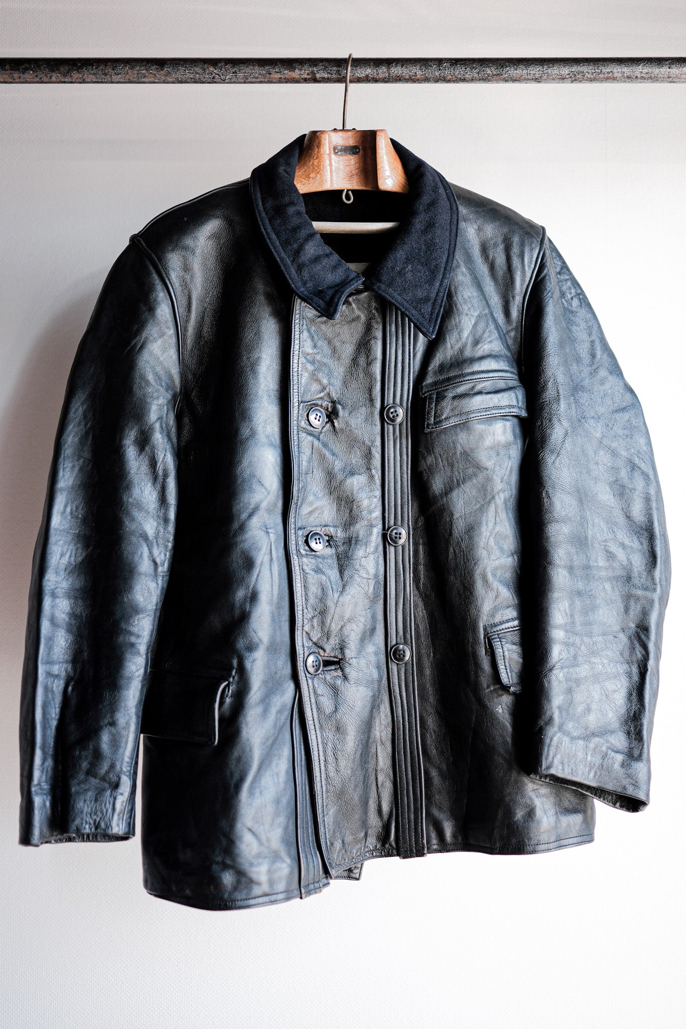 ［~50's］French Vintage Le Corbusier Leather Work Jacket "Wool Collar"