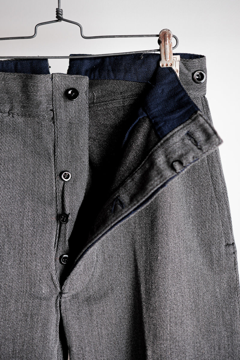 30's】French Vintage Salt & Pepper Cotton Twill Work Pants 