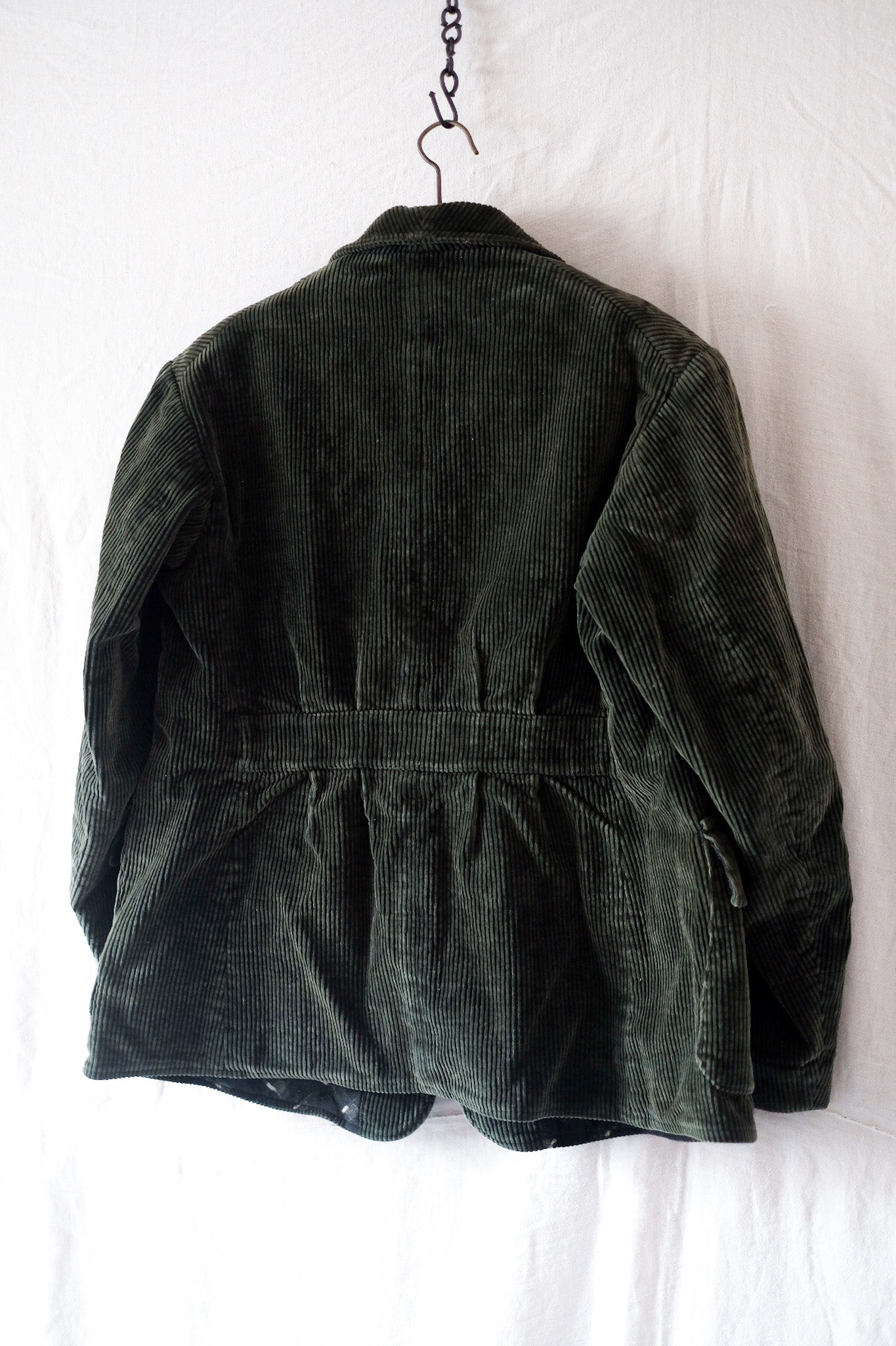 【~40's】French Vintage Green Corduroy Hunting Gamekeeper Jacket