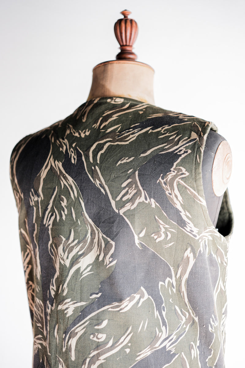 [~ 70's] American Vintage Tiger Stripe Camouflage เสื้อกั๊กย้อนกลับได้