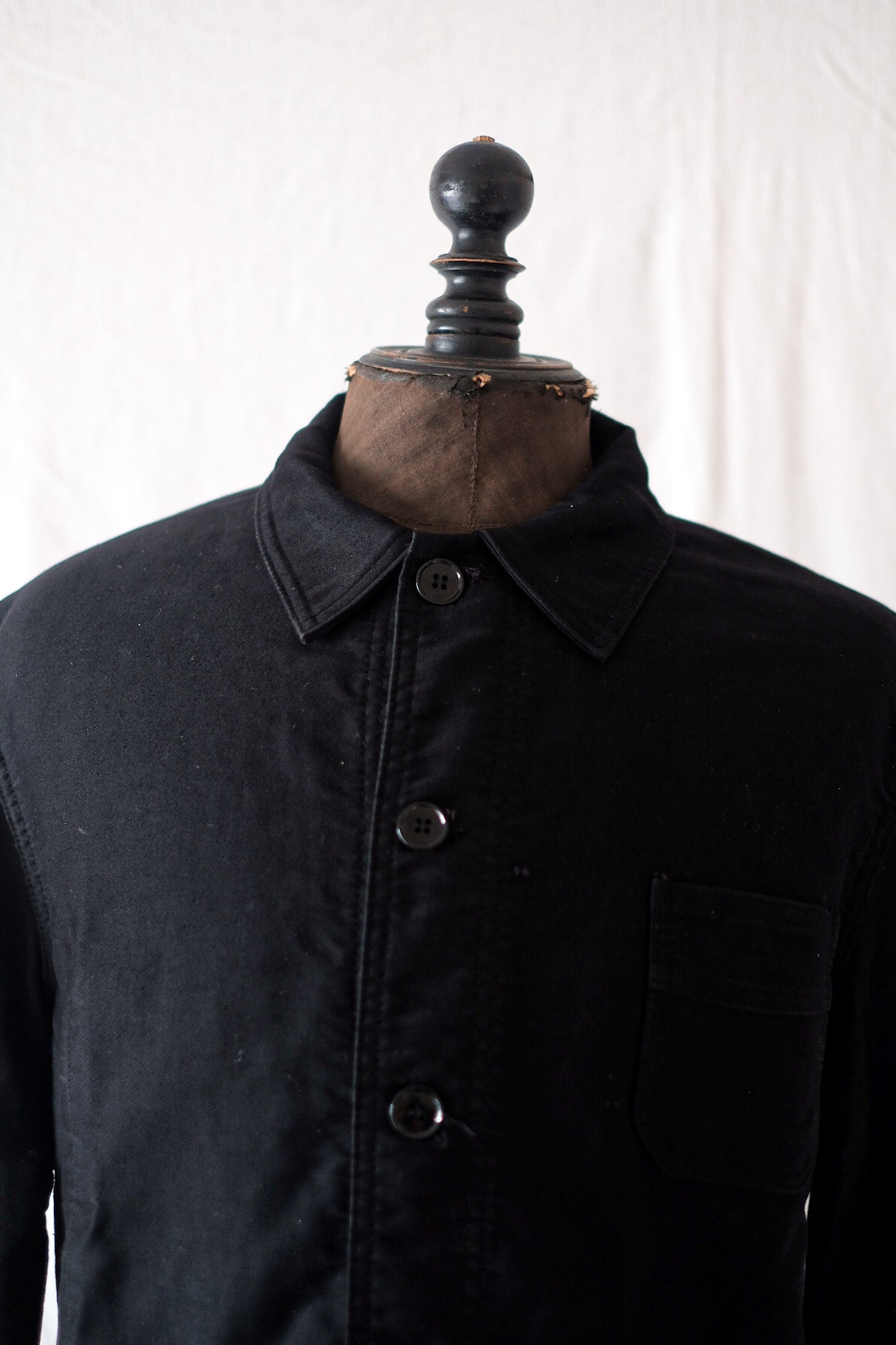 [~ 50's] Vintage français "Le Mont St. Michel" Jacket de travail Black Moleskin