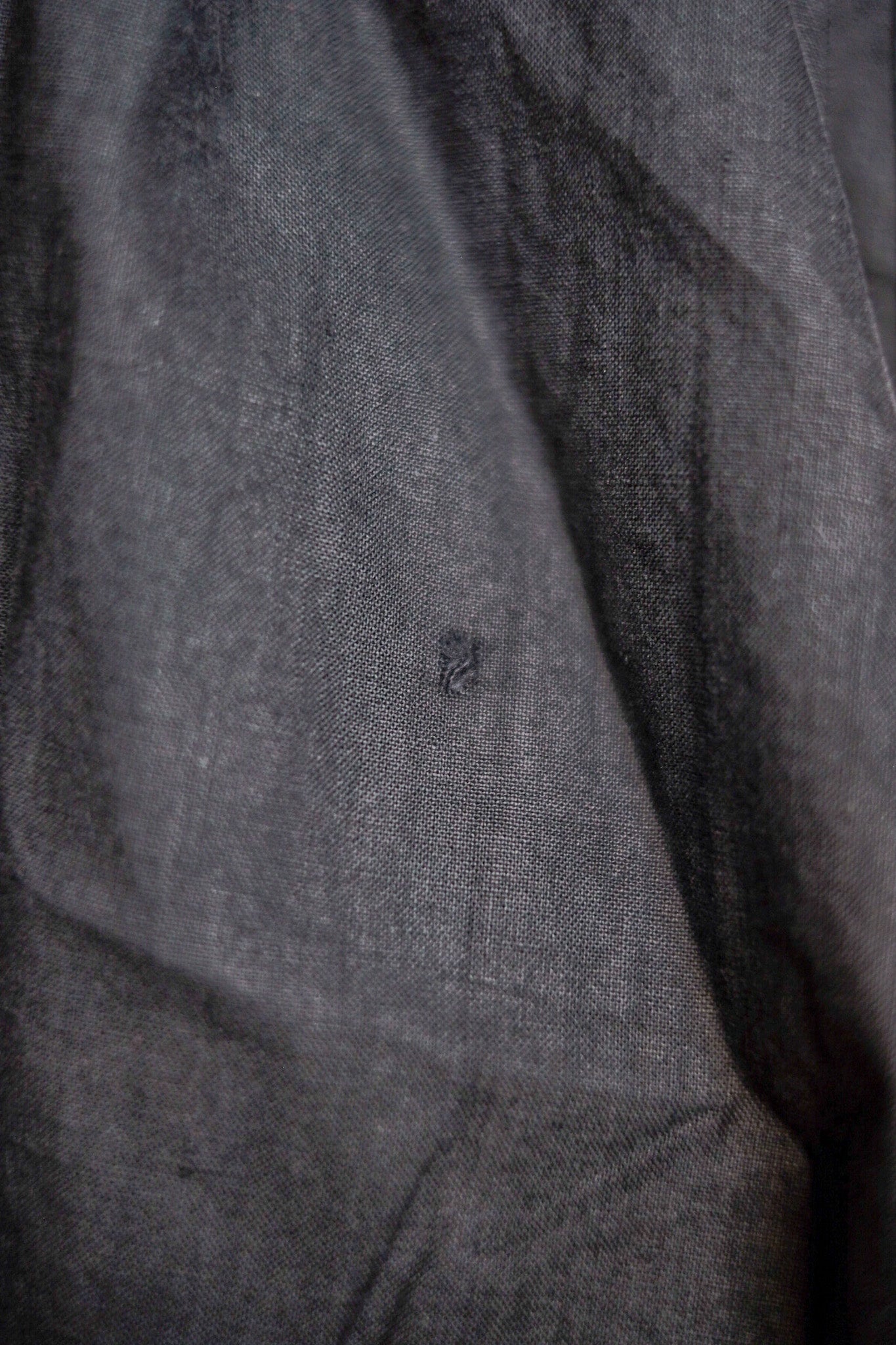 ［Early 20th C］French Antique Black Linen Smock "Biaude"