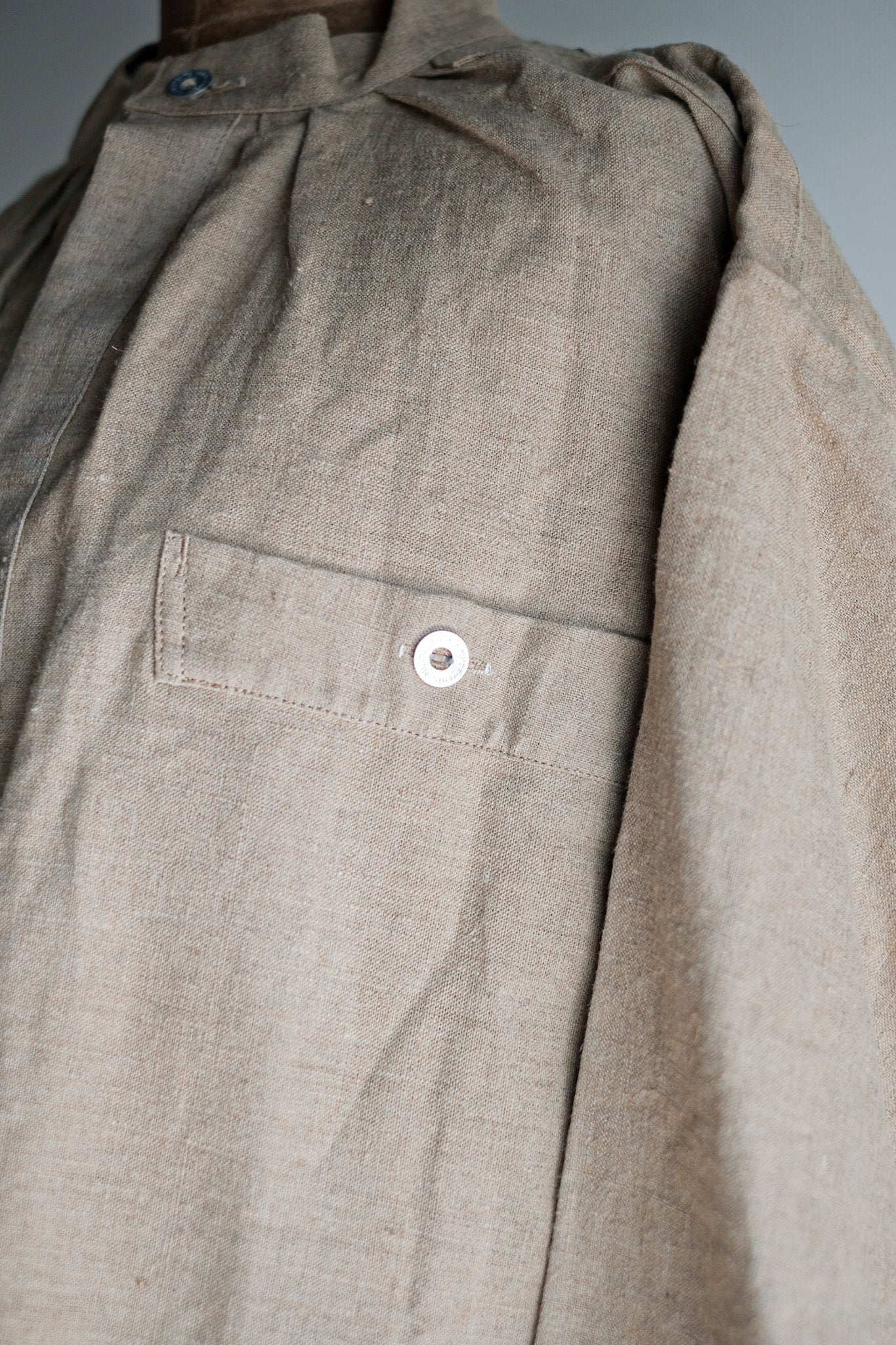 ［~50's］French Army Bourgeron Linen Smock Hospital Military "Dead Stock"