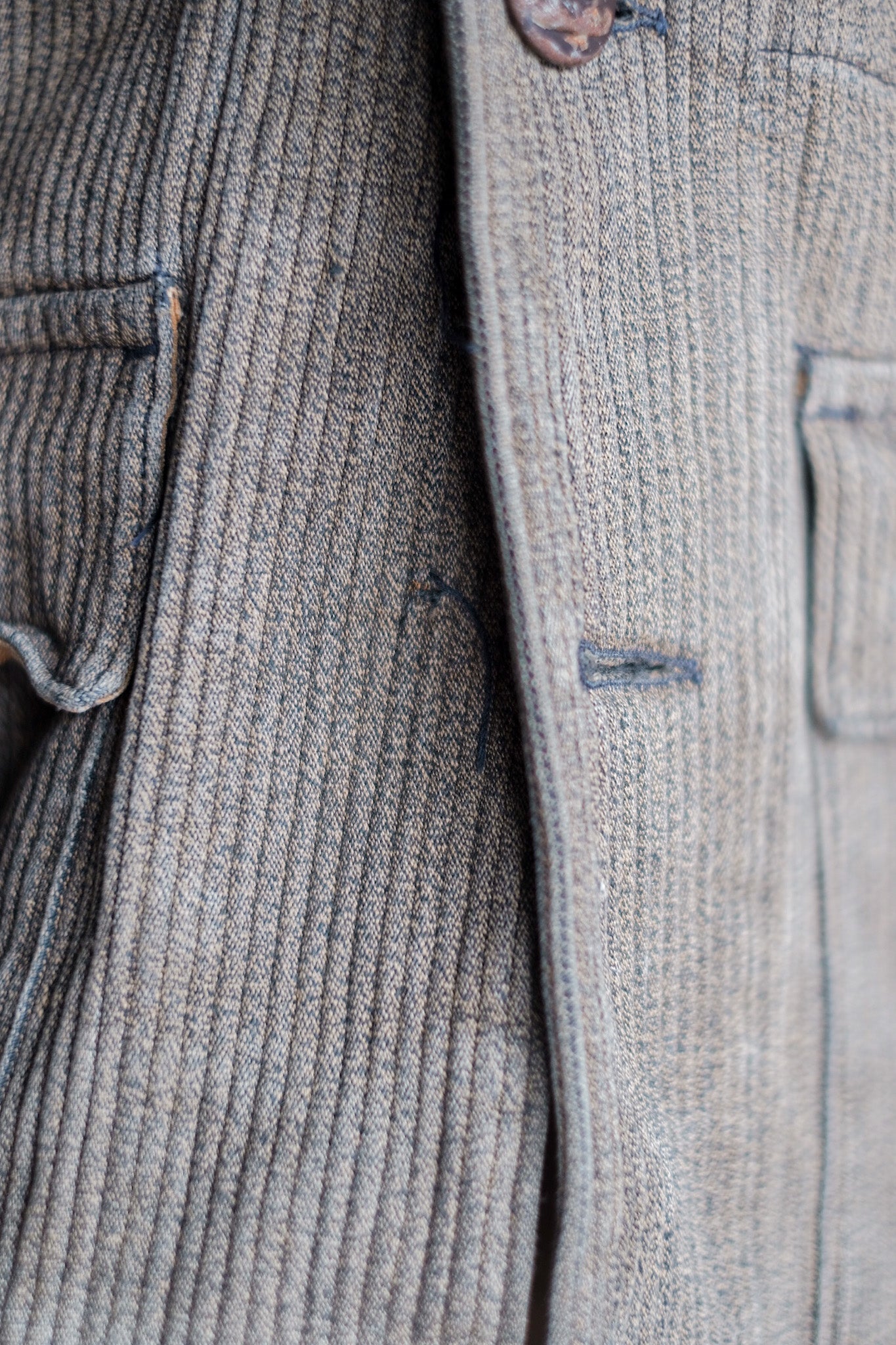 ［~40's］French Vintage Brown Salt & Pepper Cotton Pique Hunting Jacket