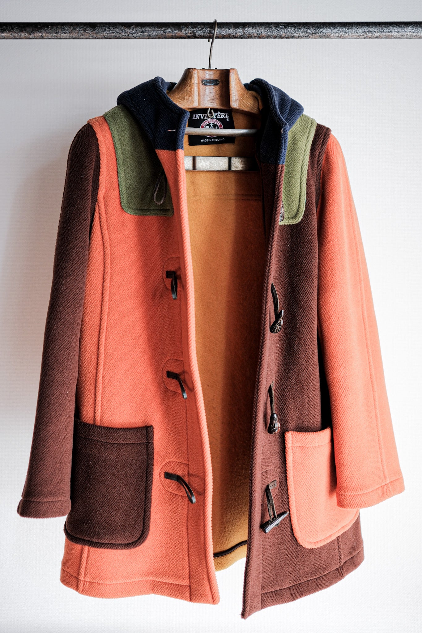 ［~90's］Old INVERTERE Crazy Pattern Wool Duffle Coat "Moorbrook"