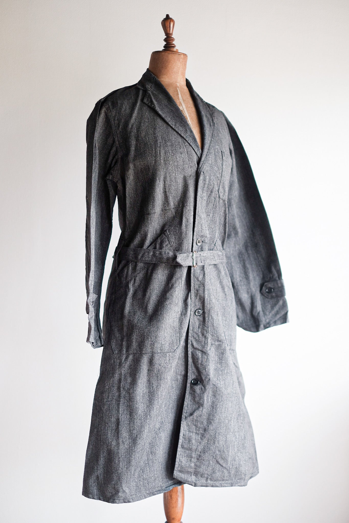 【~40's】French Vintage Black Chambray Atelier Coat “Dead Stock”