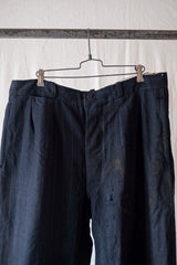 【~40's】French Vintage Navy Wool Striped Work Pant