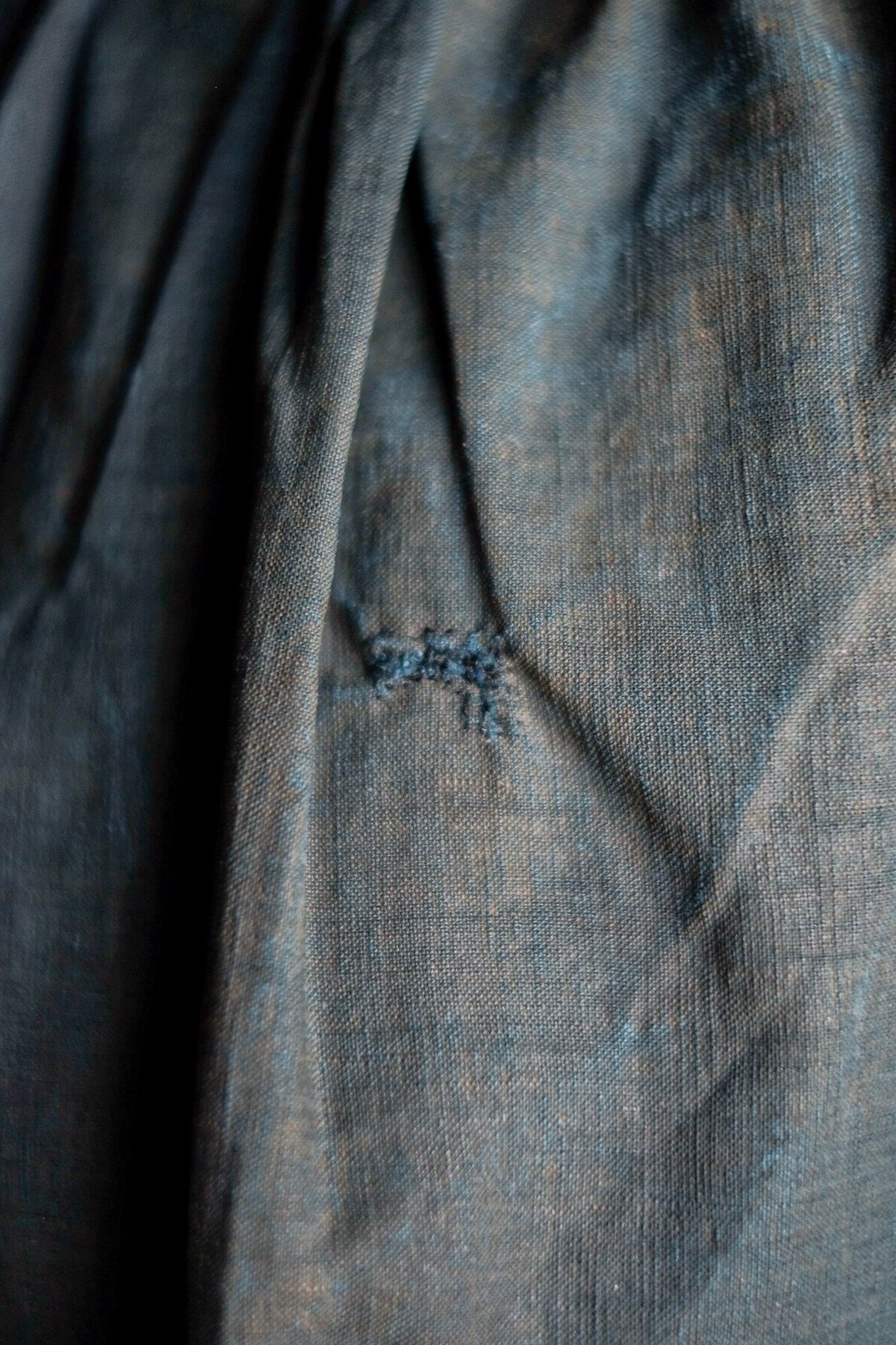 [Early 20th C] French Antique Indigo Linen Smock "Biaude"