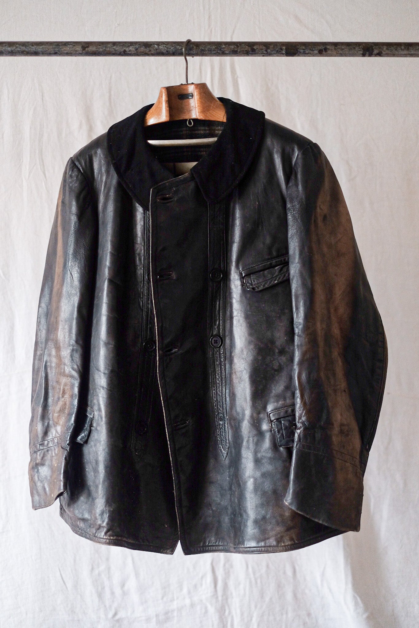 20's】French Vintage Le Corbusier Leather Work Jacket 