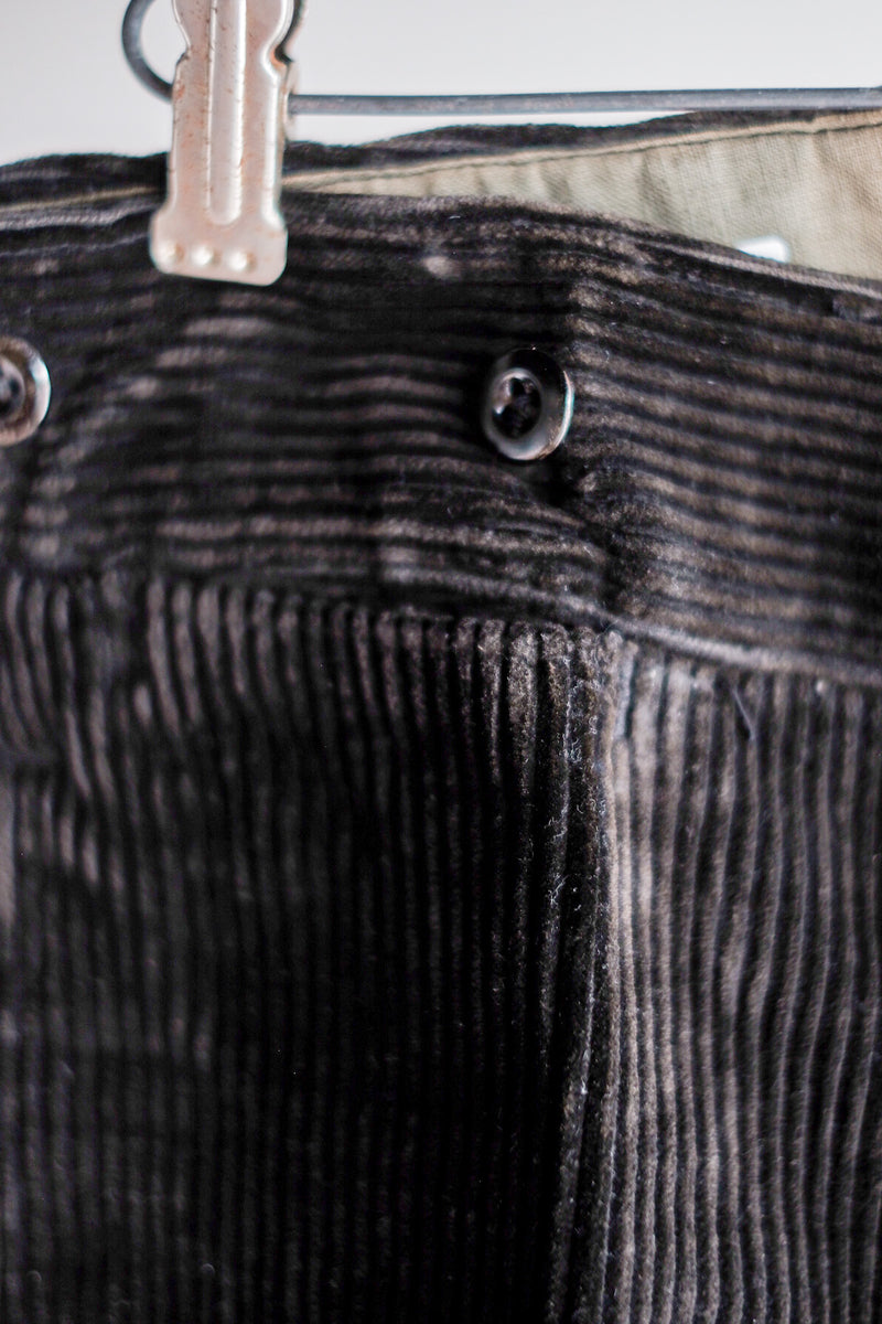 【~30's】French Vintage Dark Brown Corduroy Work Pants "Dead Stock"