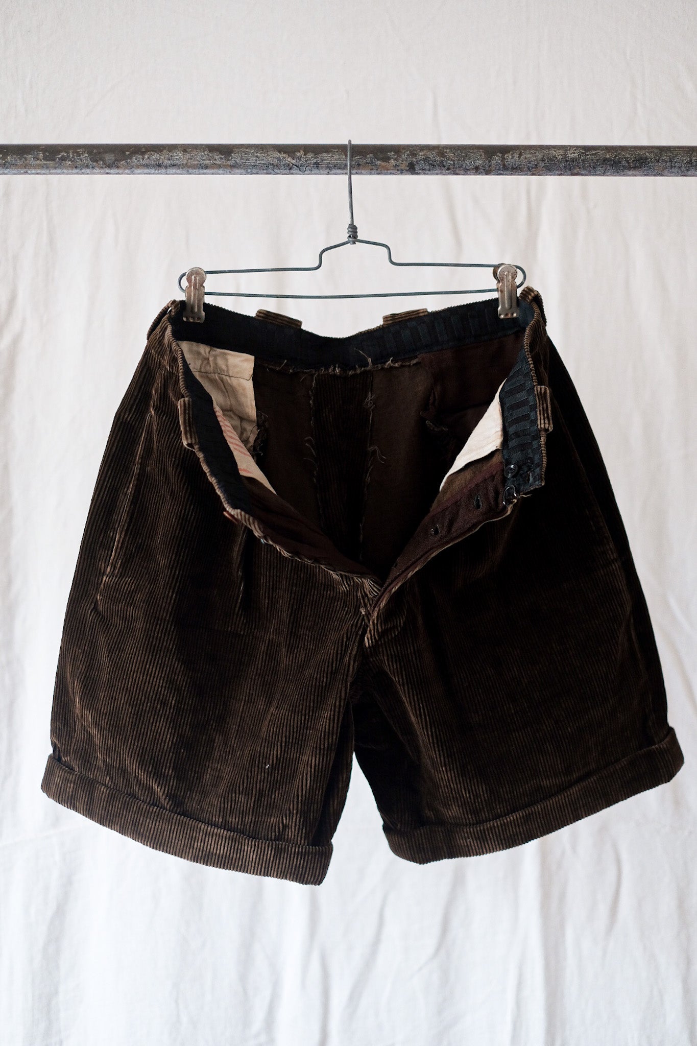 【~40's】French Vintage Brown Corduroy Work Shorts