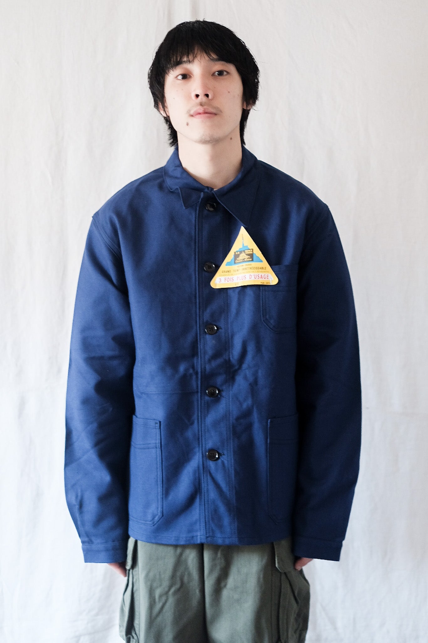 [~ 50's] French Vintage Blue Cotton Twil Work Jacket "Le Mont Stock" "Dead Stock"