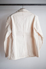 【~40’s】French Vintage White Cotton HBT Work Jacket “Dead Stock”