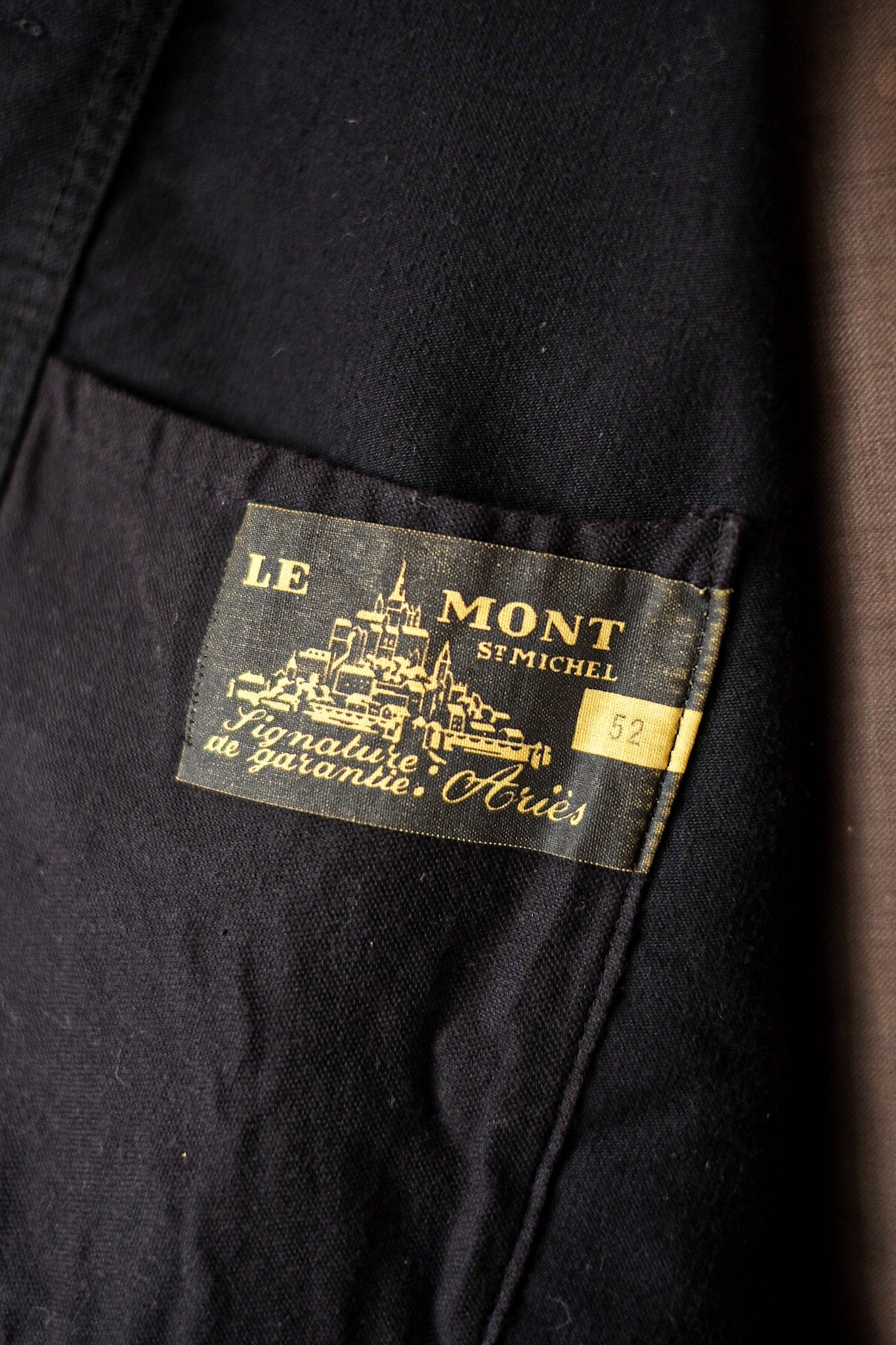 [~ 50's] French Vintage "LE MONT ST. MICHEL" BLACK MOLESKIN WORK JACKET