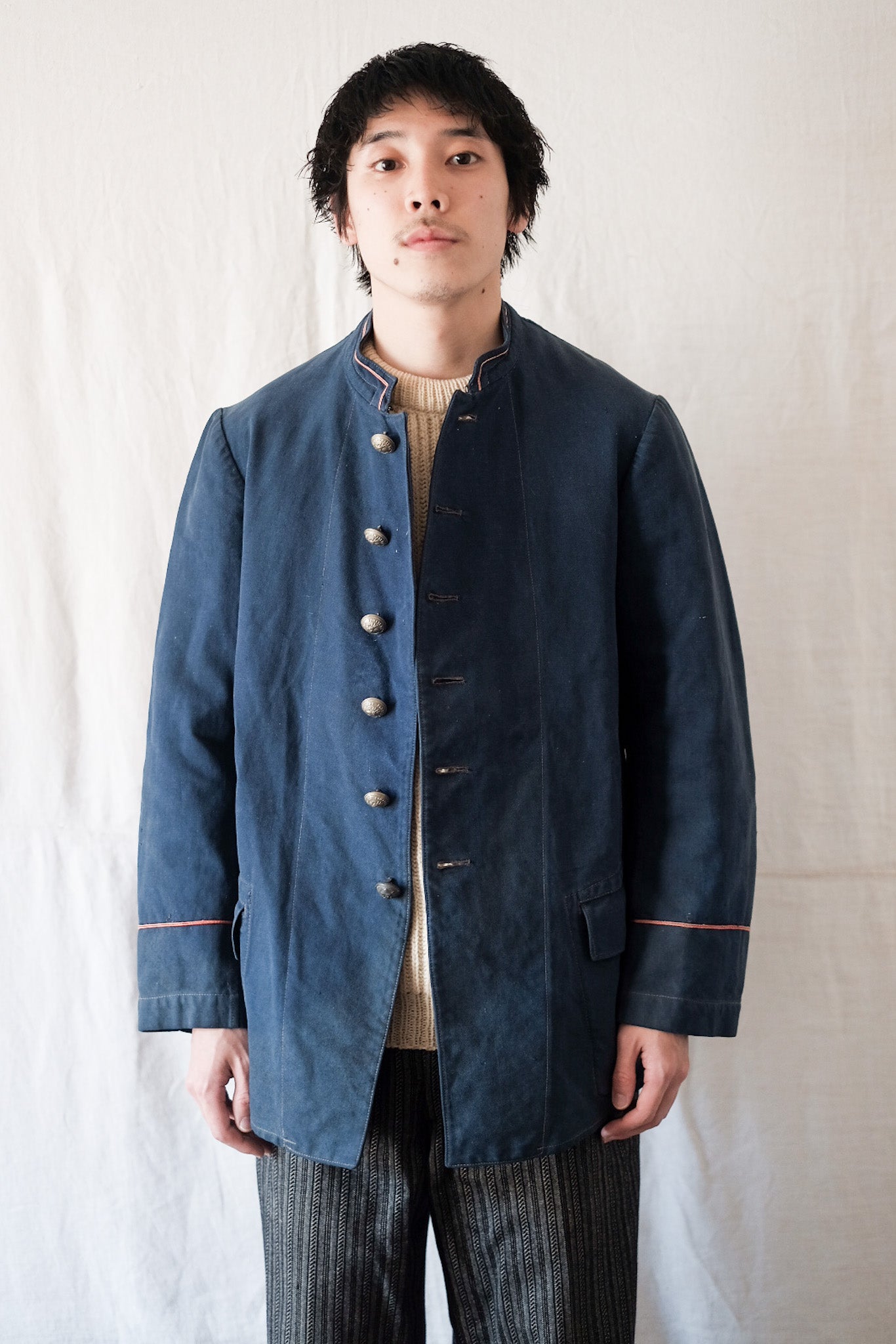 30's】French Vintage Indigo Cotton Twill Fireman Jacket