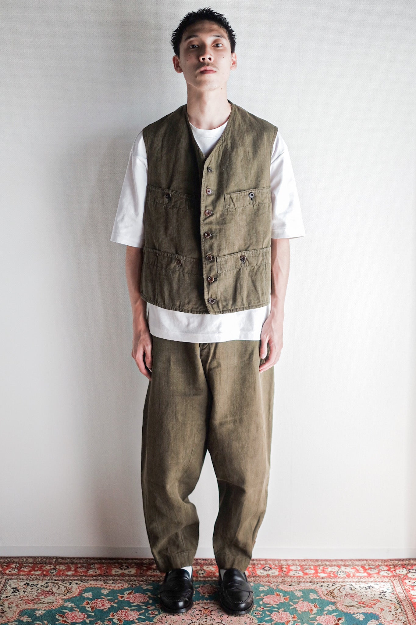 ［~20's］French Vintage Moss Green Hunting Gilet & Jodhpurs "Au Louvre"