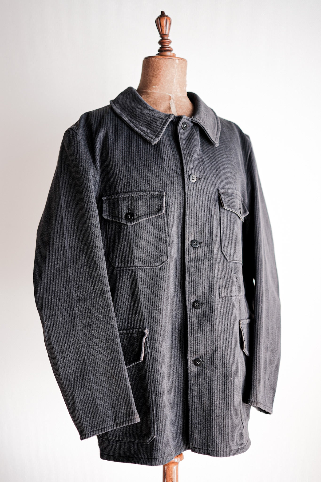 ［~60's］French Vintage Blue Gray Cotton Pique Hunting Jacket