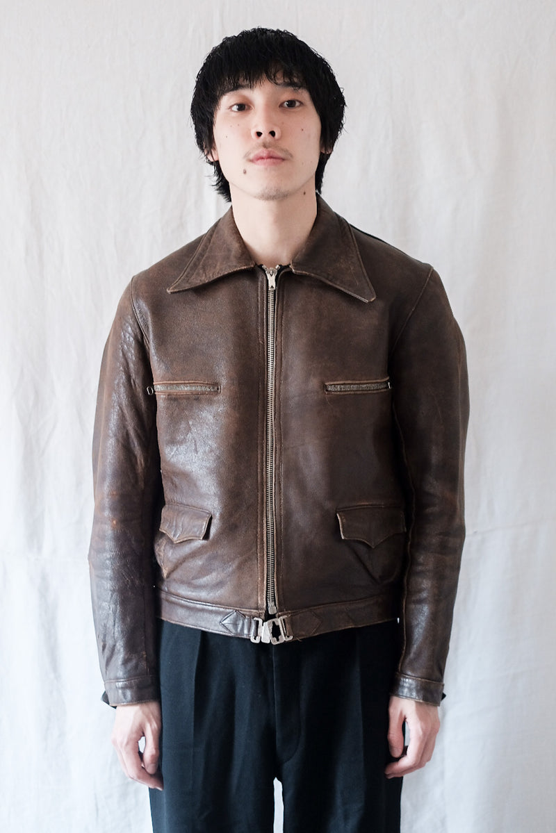 40's】French Vintage Leather Cyclist Jacket – VIEUX ET NOUVEAU