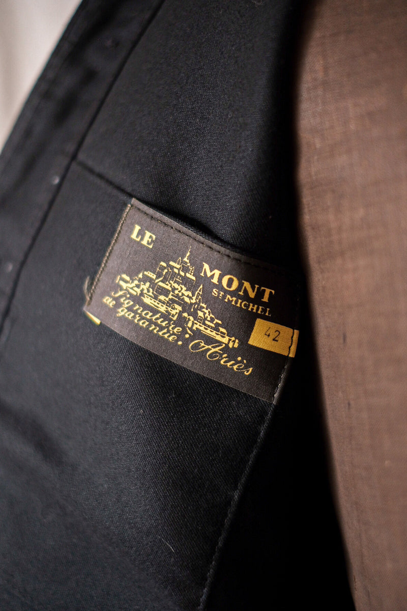 [~ 50's] วินเทจฝรั่งเศส "Le Mont St. Michel" แจ็คเก็ตทำงานของตัวตุ่นสีดำ "Dead Stock"