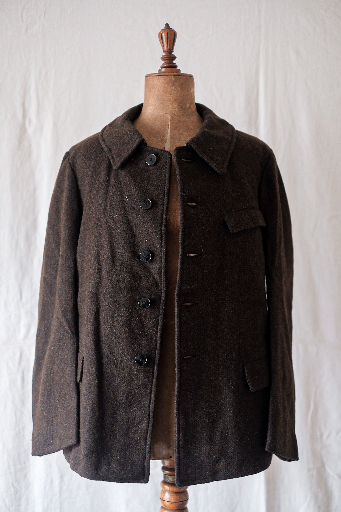 【~40's】French Vintage Brown Wool Work Jacket "Dead Stock"