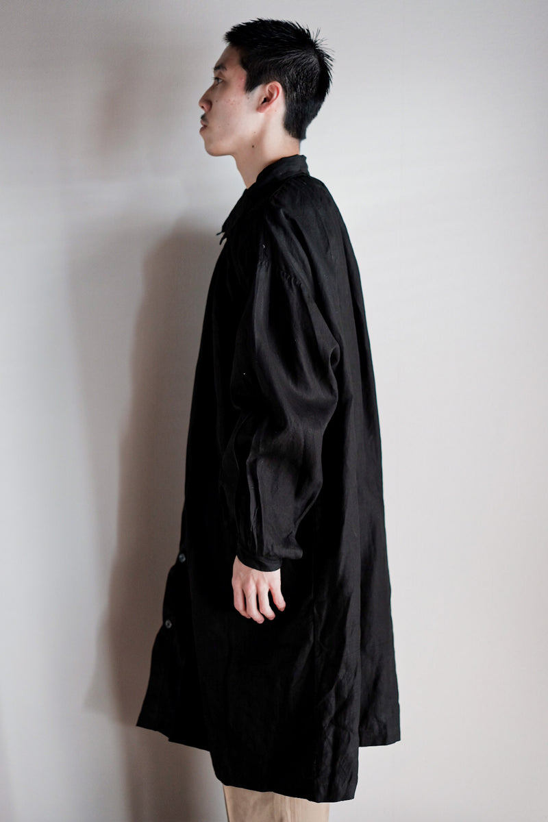 [ต้น 20 C] ผ้าลินินสีดำสีดำโบราณของฝรั่งเศส Smock Type "Biaude" "Dead Stock"