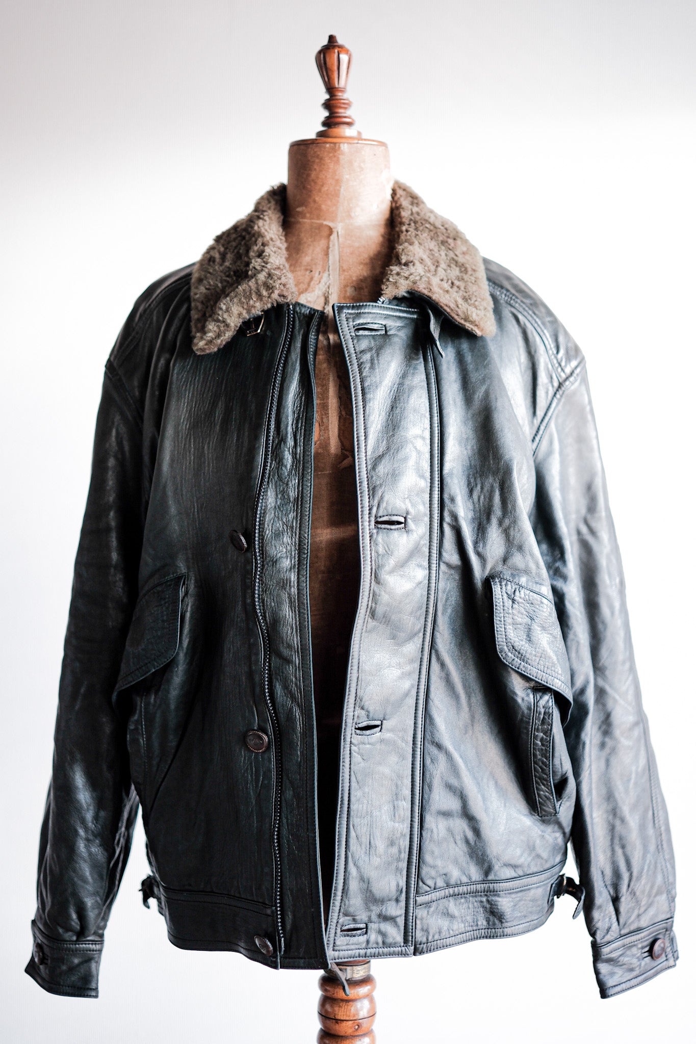 ［~80's］Old Gucci Leather Bomber Jacket Size.52