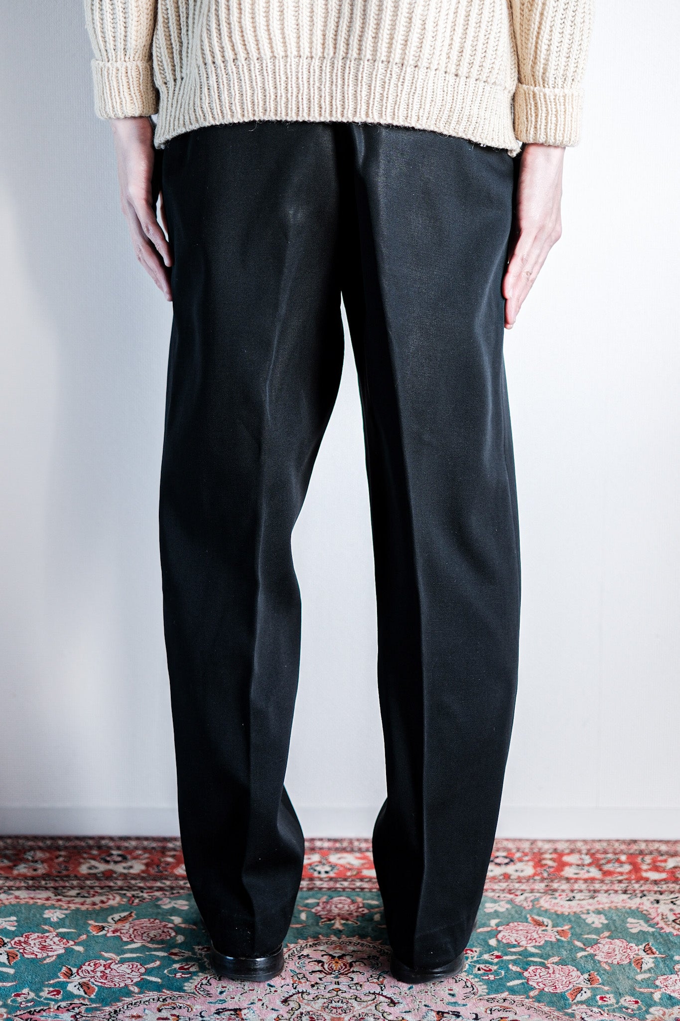 [~ 40's] French Vintage Black Wool Trousers