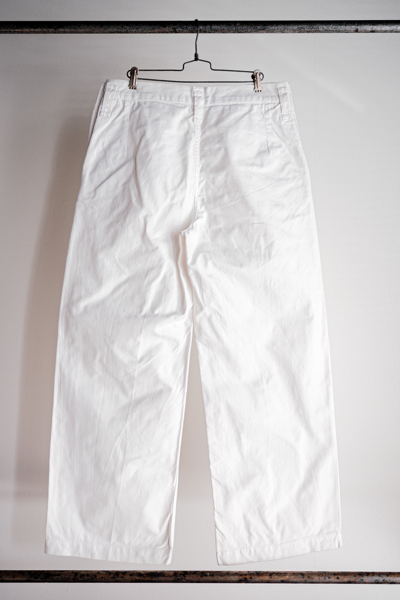 【~50's】French Navy White Linen Sailor Pants "Dead Stock"
