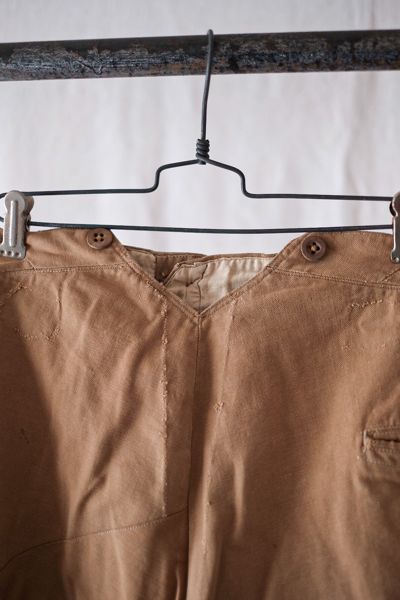 [~ 40's] French Vintage Brown Cotton Work Pants