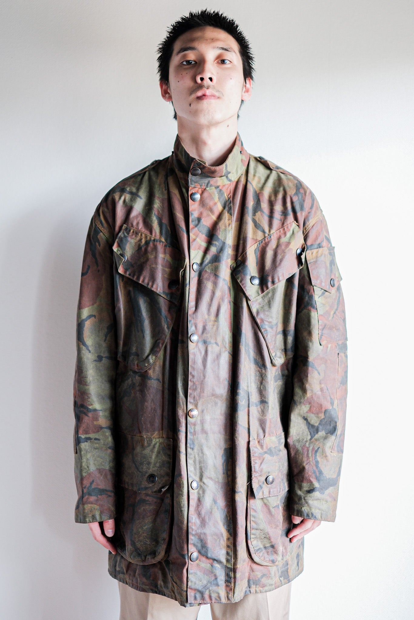 【~80's】Vintage Barbour DPM Camouflage Waxed Jacket “THE MILITARY" “2nd Model” 2 Crest Size.42