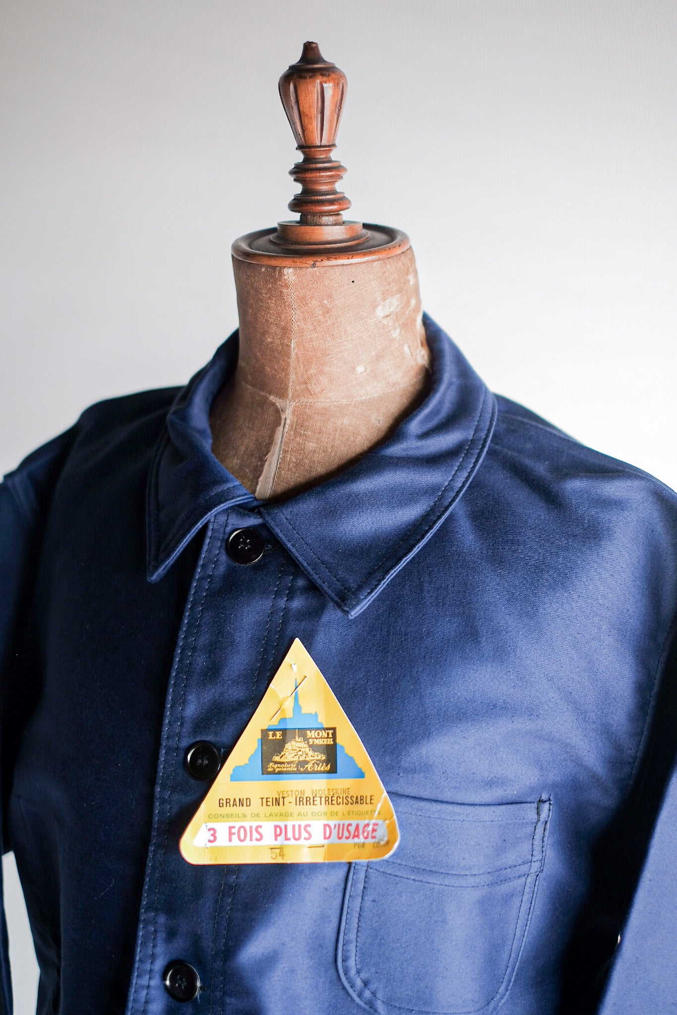 ［~50's］French Vintage Blue Moleskin Work Jacket "Le Mont St. Michel" "Dead Stock"