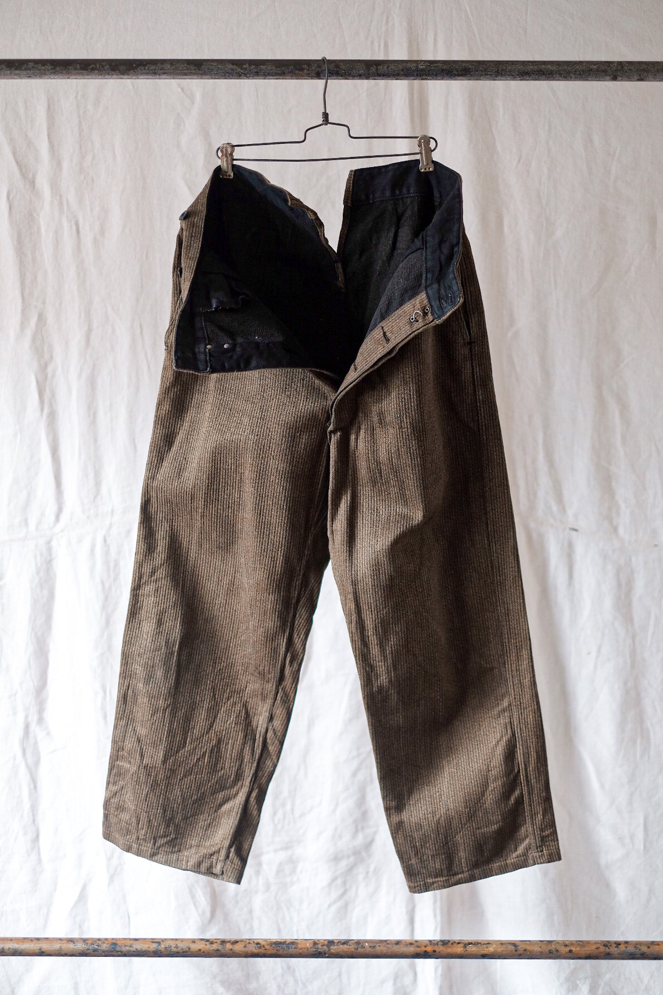 【~50's】French Vintage Brown Salt & Pepper Cotton Pique Work Pants