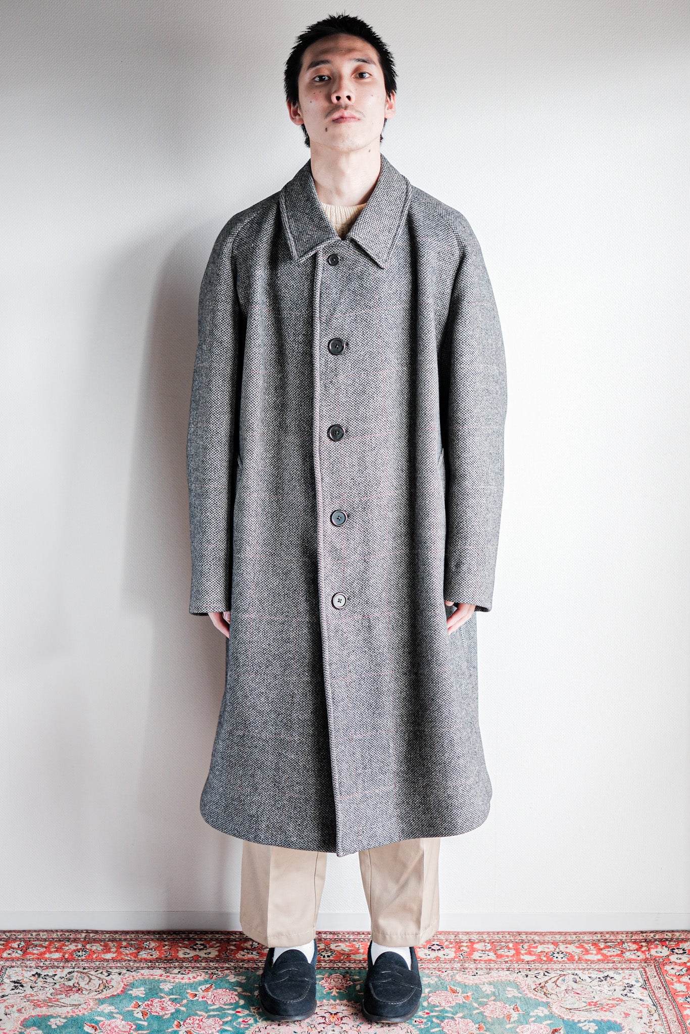 【~70's】Vintage Aquascutum Single Raglan Balmacaan Coat "SCOTTISH TWEED"