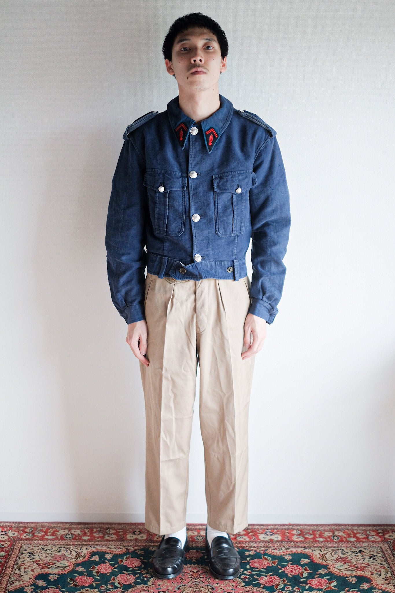 [~ 40's] French Vintage Blue Moleskin Fireman Jacket