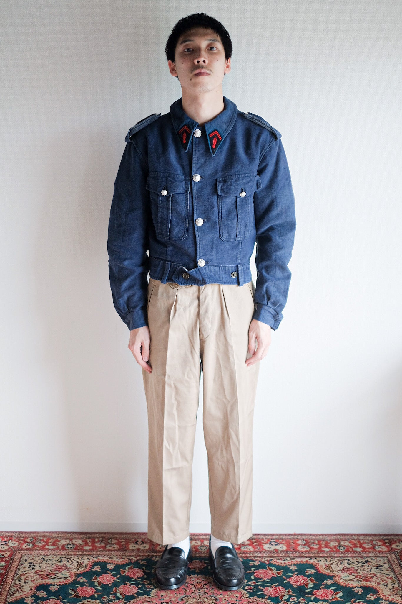 ［~40's］French Vintage Blue Moleskin Fireman Jacket