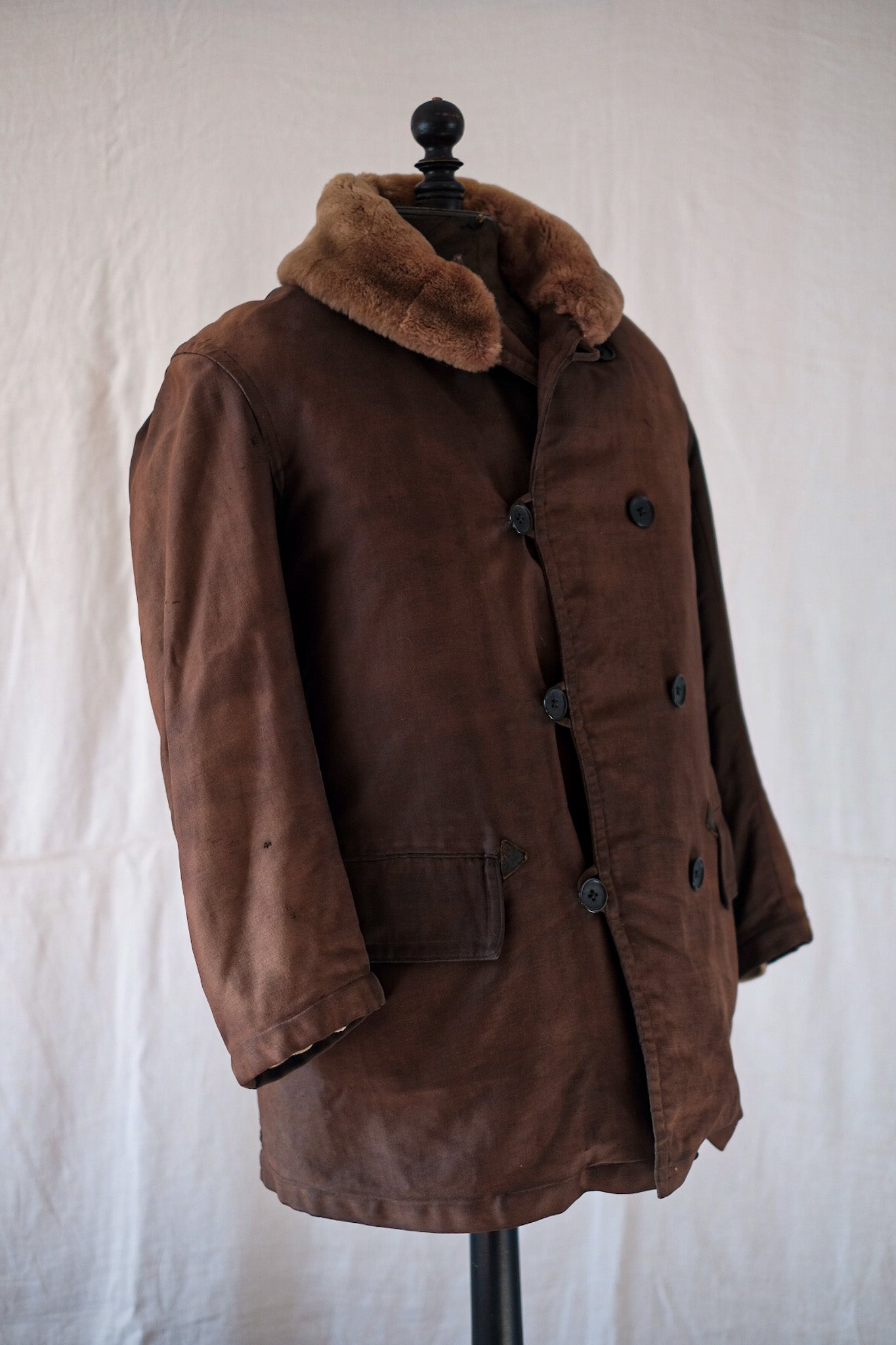[〜40年代]加拿大復古棕色痣皮大衣