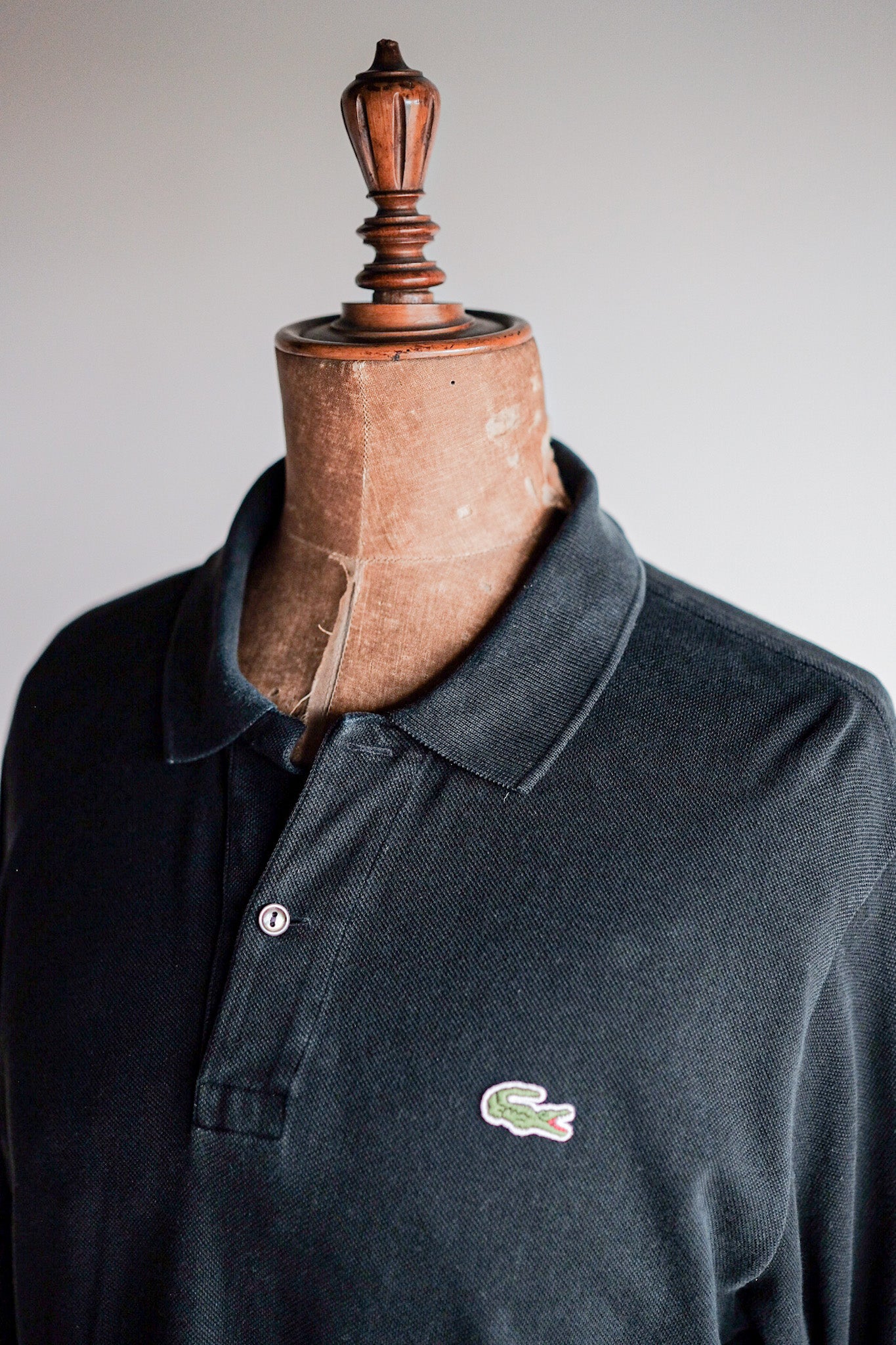 [〜80年代]顏料Lacoste l/s polo襯衫尺寸。5“黑色”