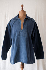 [~ 50's] French Vintage Blue Moleskin Fisherman Smock