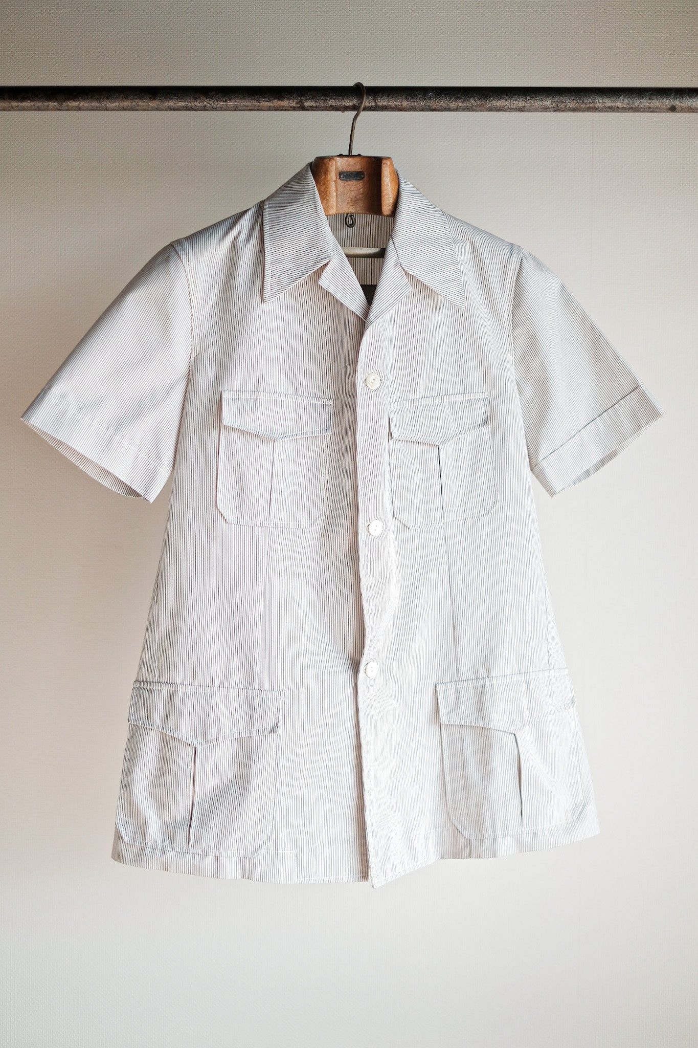 [~ 60's] เสื้อเชิ้ตผ้าฝ้ายของฝรั่งเศสวินเทจวินเทจ
