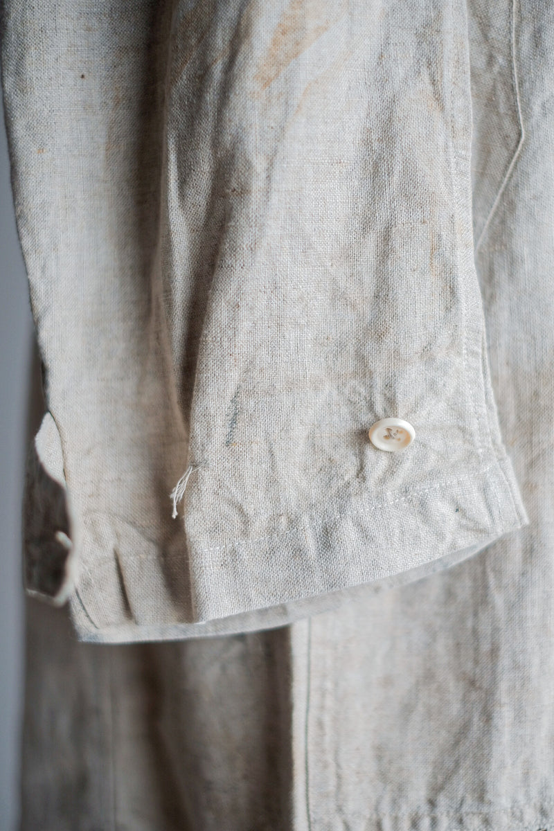 [~ 30's] เสื้อคลุมผ้าลินินวินเทจฝรั่งเศส