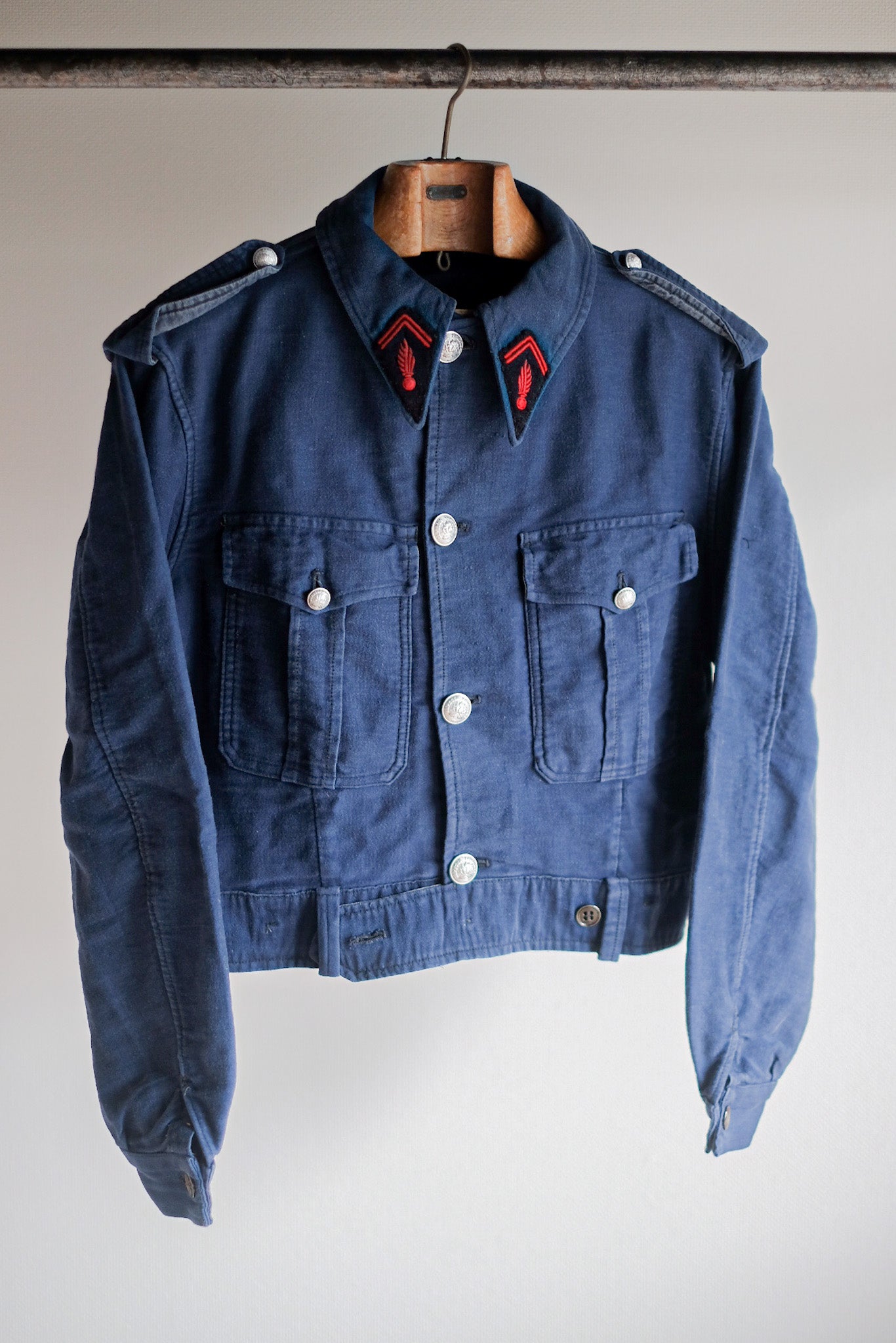 [~ 40's] French Vintage Blue Moleskin Fireman Jacket