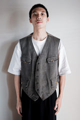 [~ 30's] French Vintage Grey Cotton Pique Hunting Gilet