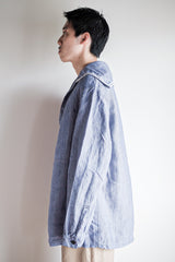 [~ 50's] เสื้อเชิ้ตผ้าลินิน Ramie ของกองทัพเรือฝรั่งเศส "Dead Stock"