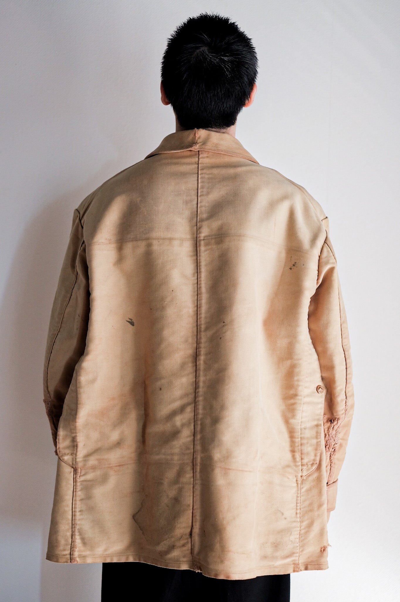 ［~30's］French Vintage Moleskin Hunting Jacket With Chin Strap