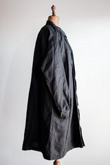 [ต้น 20 C] ผ้าลินินสีดำสีดำโบราณของฝรั่งเศส Smock Type "Biaude" "Dead Stock"
