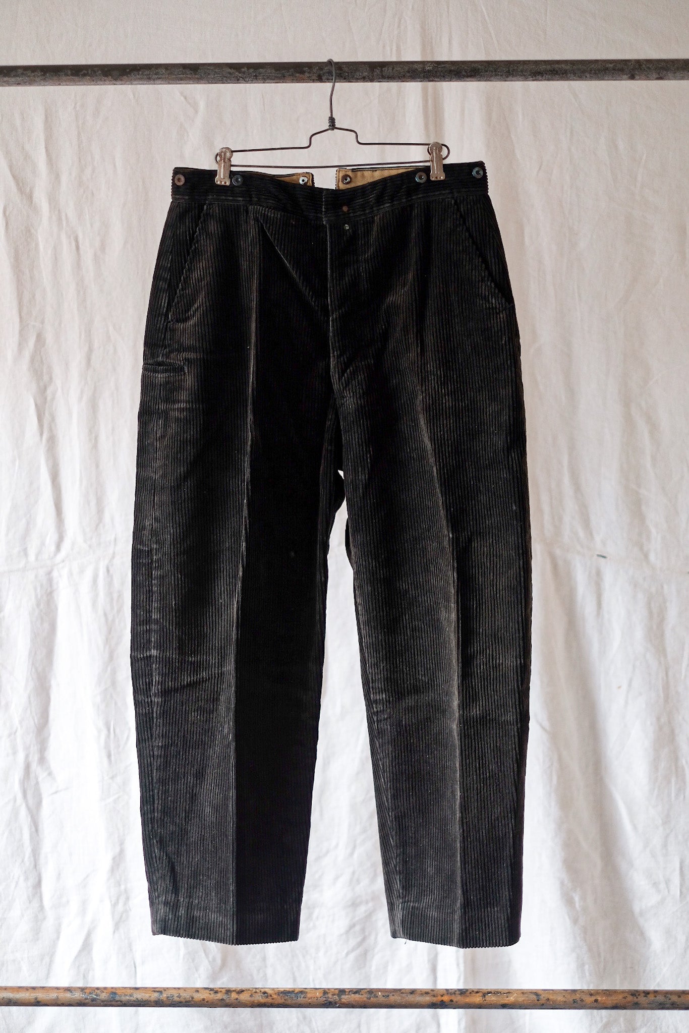 [~ 30's] French Vintage Dark Brown Corduroy Work Pants