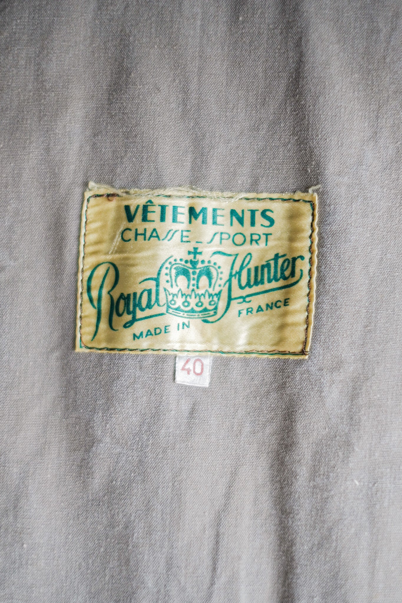 [~ 60's] French Vintage Brown Salt & Pepper Cotton Pique Hunting Jacket
