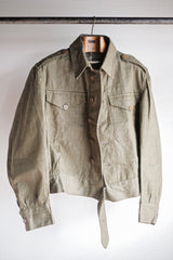 [~ 50's] British Army Green Denim Battle Jacket Size.7 "Dead Stock"